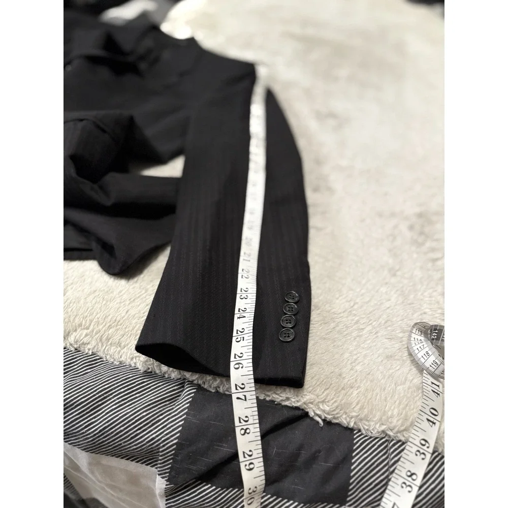 Corneliani Mens Black Striped Wool Blazer Sport Jacket Italy Size EU‎ 52 US 42
